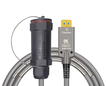 Armored 8k Fiber Optic Hdmi 2.1 Active Optical Cable With Secure Screw Lock & Protection Caps