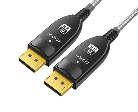 Armored 8K Fiber Optic DisplayPort 2.1 Active Optical Cable