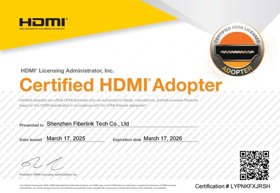 AOCFiberlink Completes HDMI Licensing Training, Officially Becomes HDMI Adopter