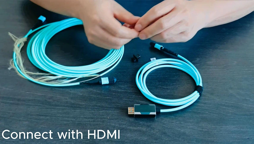 All-In-One detachable 8K Fiber Optic MPO to HDMI,DisplayPort,LC Extension Cables for any application
