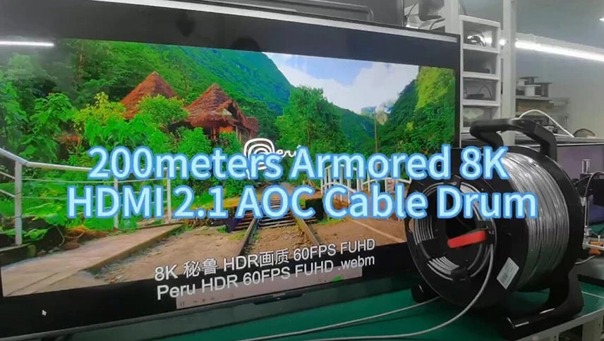 Custom 200m Armored 8K HDMI2.1 AOC Cable on